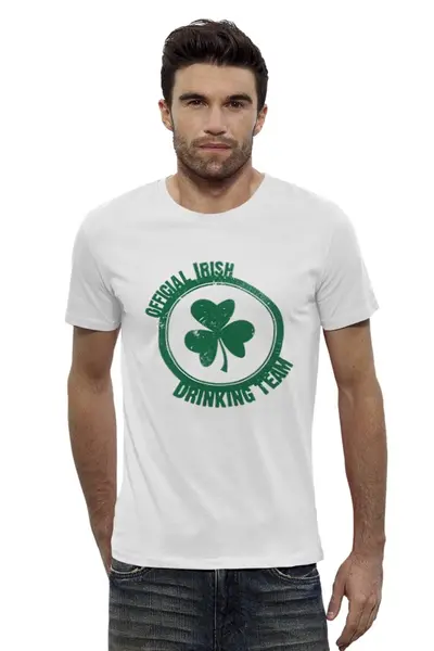 Заказать мужскую футболку в Москве. Футболка базовая Irish Drinking team от nekit31 - готовые дизайны и нанесение принтов.