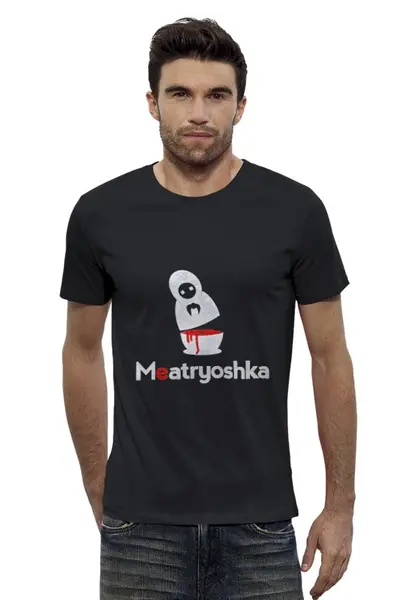 Заказать мужскую футболку в Москве. Футболка базовая Meatryoshka от Leichenwagen - готовые дизайны и нанесение принтов.
