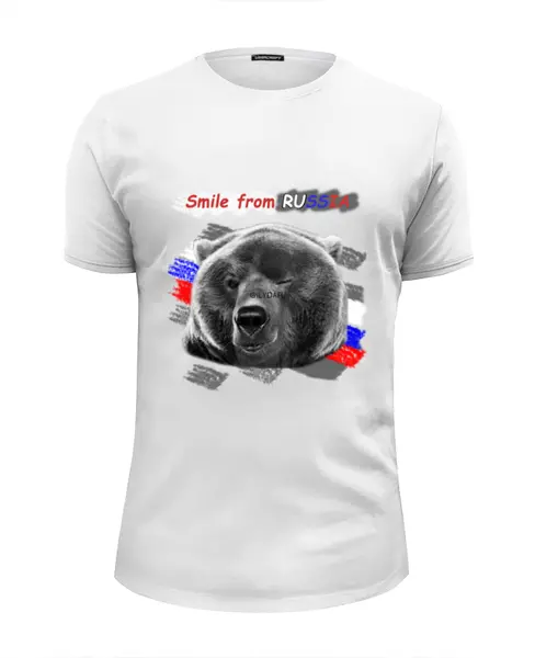 Заказать мужскую футболку в Москве. Футболка базовая Smile frome russia от ilydar - готовые дизайны и нанесение принтов.