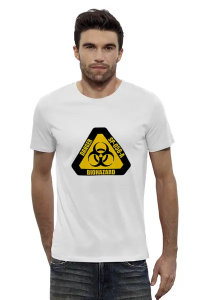 Заказать мужскую футболку в Москве. Футболка базовая Biohazard от THE_NISE  - готовые дизайны и нанесение принтов.