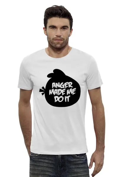 Заказать мужскую футболку в Москве. Футболка базовая Angry Bird от trugift - готовые дизайны и нанесение принтов.