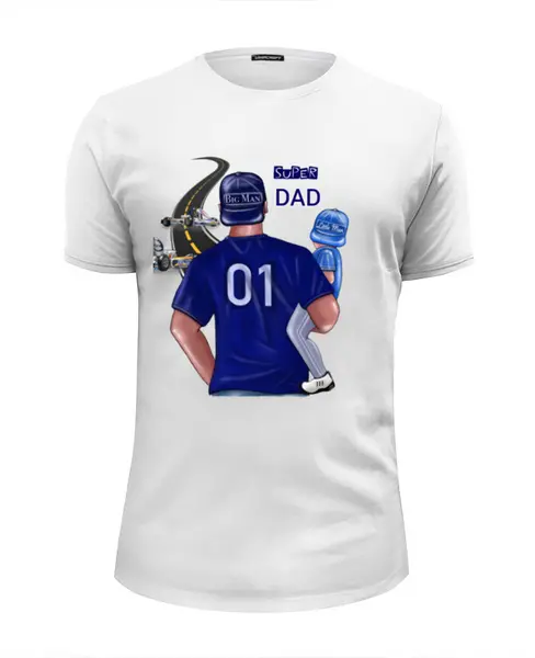 Заказать мужскую футболку в Москве. Футболка базовая Dad & Boy от @kristy_art_k  - готовые дизайны и нанесение принтов.