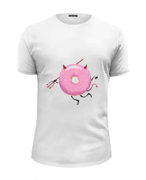 Заказать мужскую футболку в Москве. Футболка базовая Демонический пончик от YellowCloverShop - готовые дизайны и нанесение принтов.