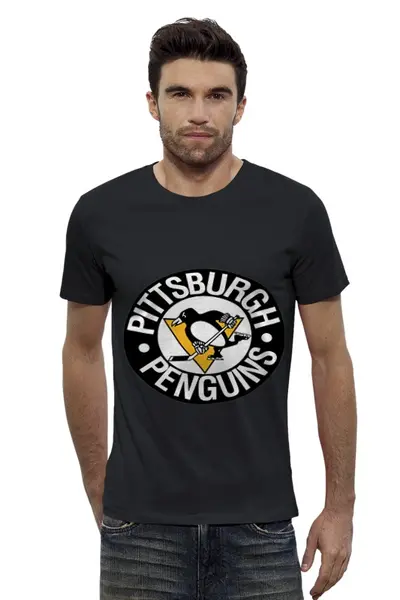 Заказать мужскую футболку в Москве. Футболка базовая Pittsburgh Penguins от Евгения Железкина - готовые дизайны и нанесение принтов.