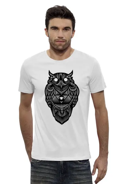 Заказать мужскую футболку в Москве. Футболка базовая Сова (Owl) от trugift - готовые дизайны и нанесение принтов.