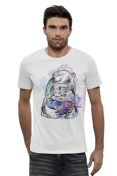 Заказать мужскую футболку в Москве. Футболка базовая Белый медведь от krolya_spb@mail.ru - готовые дизайны и нанесение принтов.