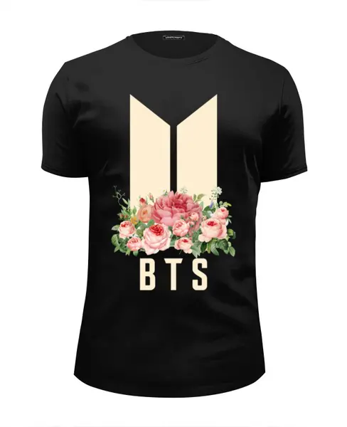 Заказать мужскую футболку в Москве. Футболка базовая BTS (k-pop)  от geekbox - готовые дизайны и нанесение принтов.