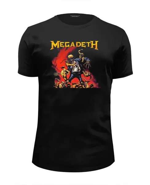 Заказать мужскую футболку в Москве. Футболка базовая Megadeth от Leichenwagen - готовые дизайны и нанесение принтов.