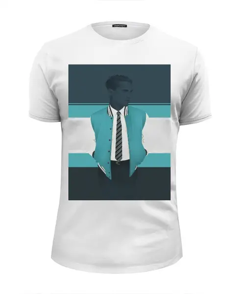 Заказать мужскую футболку в Москве. Футболка базовая футболка с галстуком от Sergey Ivanchenko - готовые дизайны и нанесение принтов.