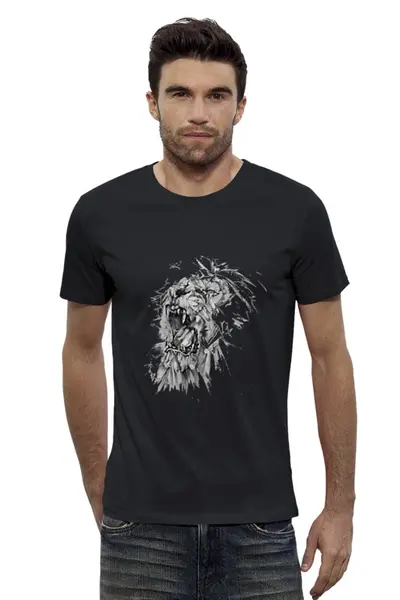 Заказать мужскую футболку в Москве. Футболка базовая Growl lion от amid - готовые дизайны и нанесение принтов.