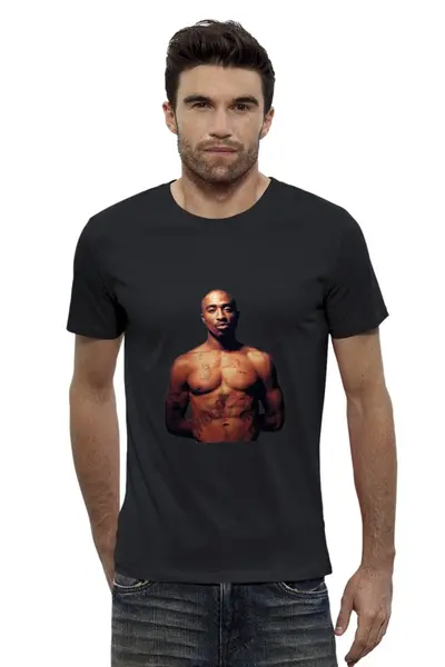 Заказать мужскую футболку в Москве. Футболка базовая 2pac (Tupac) от Рома Мозжерин - готовые дизайны и нанесение принтов.