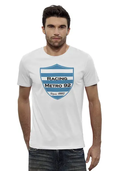 Заказать мужскую футболку в Москве. Футболка базовая Racing Métro 92 Rugby от rugby - готовые дизайны и нанесение принтов.