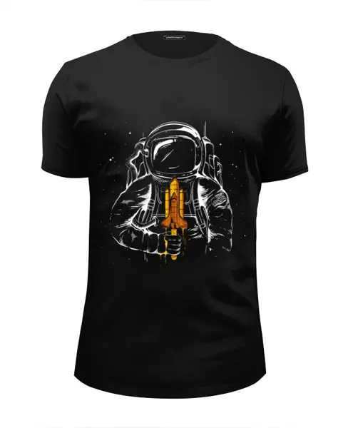 Заказать мужскую футболку в Москве. Футболка базовая космонавт от monster66 - готовые дизайны и нанесение принтов.