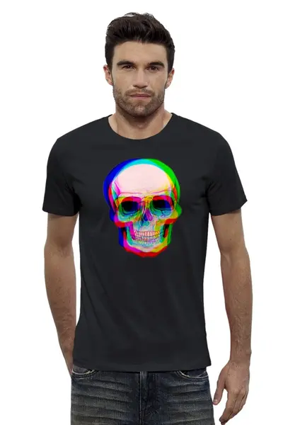 Заказать мужскую футболку в Москве. Футболка базовая Череп 3D от skull - готовые дизайны и нанесение принтов.
