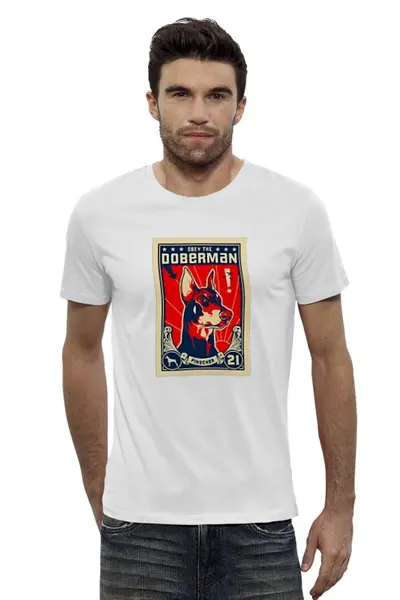 Заказать мужскую футболку в Москве. Футболка базовая Собака: DOBERMAN от Виктор Гришин - готовые дизайны и нанесение принтов.