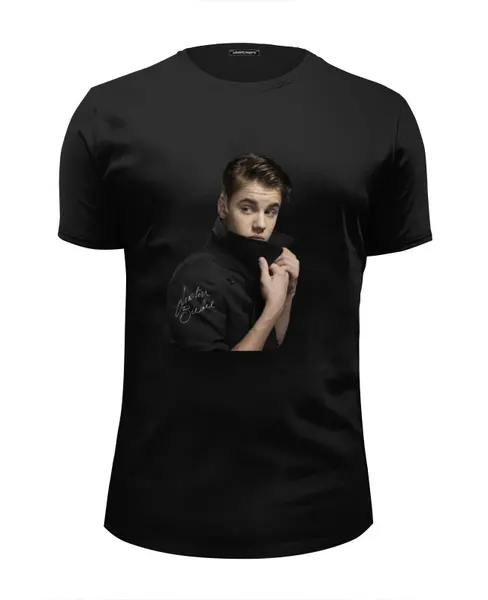 Заказать мужскую футболку в Москве. Футболка базовая Justin Bieber от buhonow - готовые дизайны и нанесение принтов.