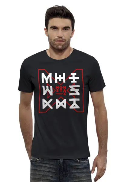 Заказать мужскую футболку в Москве. Футболка базовая Monsta X от geekbox - готовые дизайны и нанесение принтов.