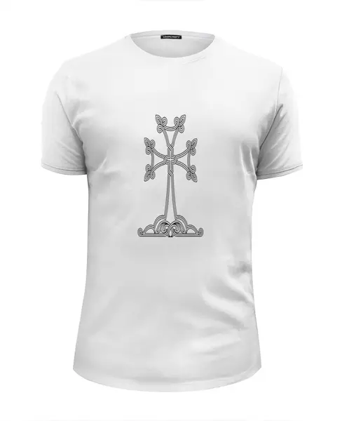 Заказать мужскую футболку в Москве. Футболка базовая Армянский крест от ar_lev - готовые дизайны и нанесение принтов.