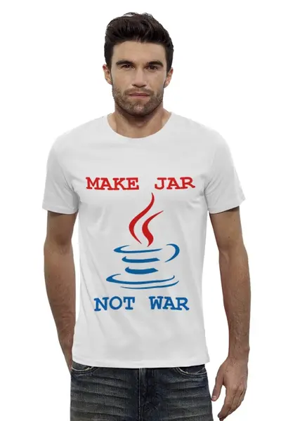 Заказать мужскую футболку в Москве. Футболка базовая Make Jar not War от graalogosh - готовые дизайны и нанесение принтов.
