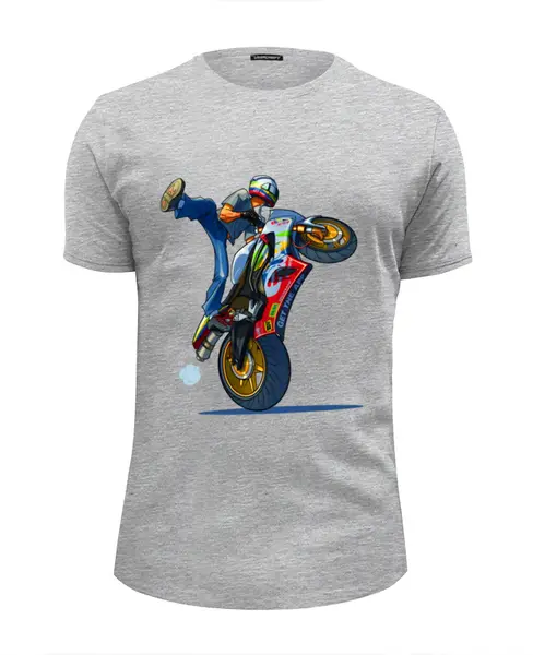 Заказать мужскую футболку в Москве. Футболка базовая Мотоциклист  от T-shirt print  - готовые дизайны и нанесение принтов.