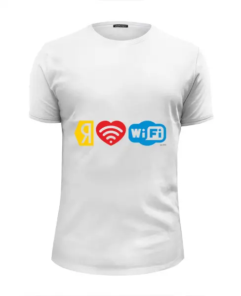 Заказать мужскую футболку в Москве. Футболка базовая I love Wi-Fi от pov - готовые дизайны и нанесение принтов.