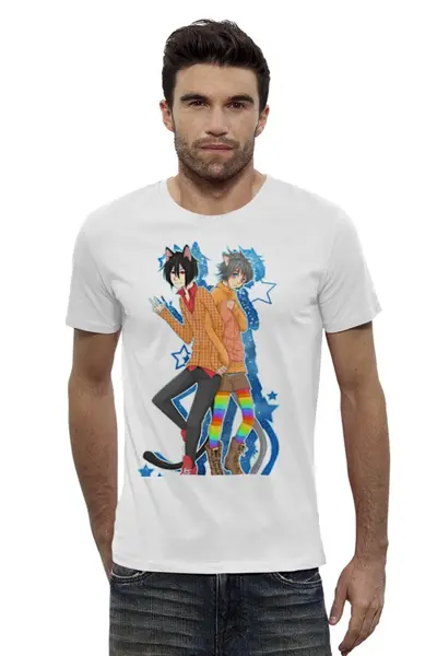 Заказать мужскую футболку в Москве. Футболка базовая Nyan Cat & Tac Nayn T-shirt от fumi - готовые дизайны и нанесение принтов.