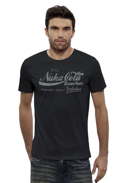 Заказать мужскую футболку в Москве. Футболка базовая Nuka-Cola Quantum. Fallout от geekbox - готовые дизайны и нанесение принтов.