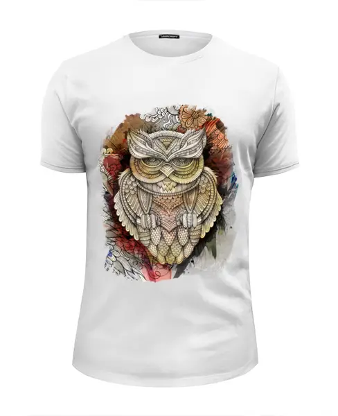 Заказать мужскую футболку в Москве. Футболка базовая Doodle Owl от ArtBYtik - готовые дизайны и нанесение принтов.