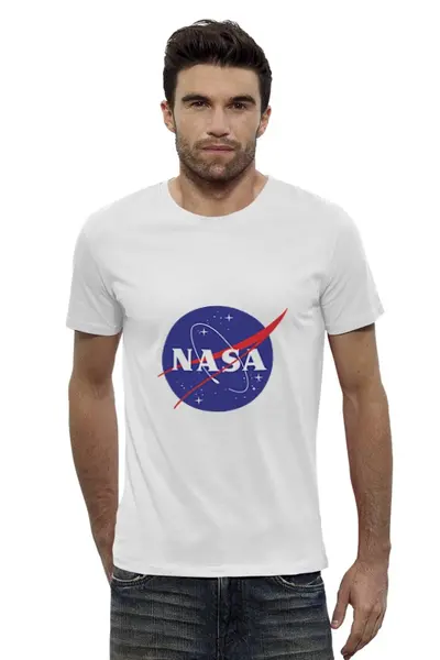 Заказать мужскую футболку в Москве. Футболка базовая NASA | НАСА от The Spaceway  - готовые дизайны и нанесение принтов.