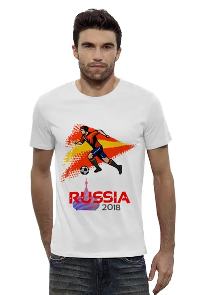 Заказать мужскую футболку в Москве. Футболка базовая Футбол от Ирина - готовые дизайны и нанесение принтов.