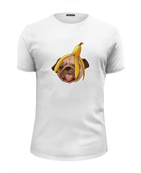 Заказать мужскую футболку в Москве. Футболка базовая Мопс и банановая кожура от 4erta - готовые дизайны и нанесение принтов.