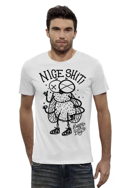 Заказать мужскую футболку в Москве. Футболка базовая Nice Shit! от qwere - готовые дизайны и нанесение принтов.