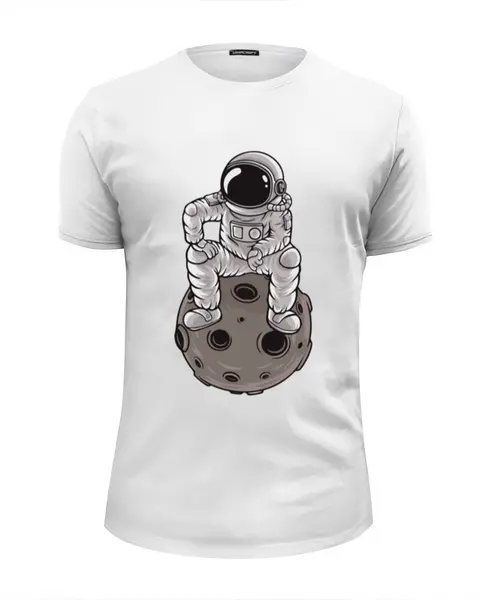 Заказать мужскую футболку в Москве. Футболка базовая Космонавт на Луне от MariYang  - готовые дизайны и нанесение принтов.