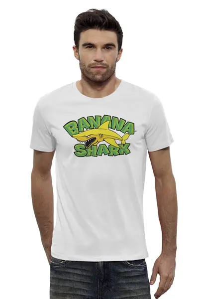 Заказать мужскую футболку в Москве. Футболка базовая Banana Shark (Банановая Акула) от coolmag - готовые дизайны и нанесение принтов.