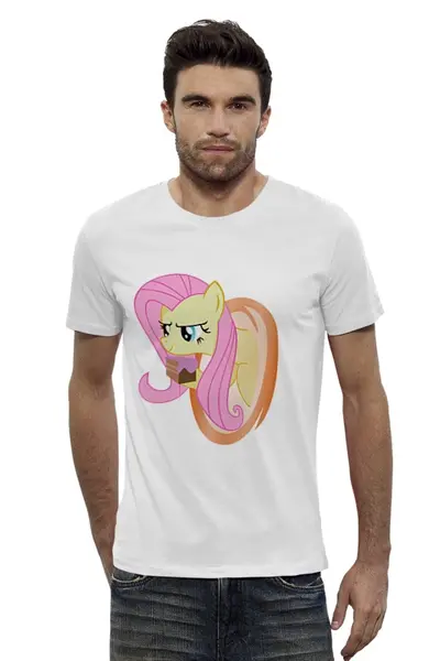 Заказать мужскую футболку в Москве. Футболка базовая FLUTTERSHY от AppleJack_38rus - готовые дизайны и нанесение принтов.