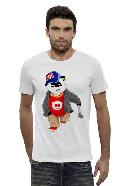 Заказать мужскую футболку в Москве. Футболка базовая Панда от T-shirt print  - готовые дизайны и нанесение принтов.