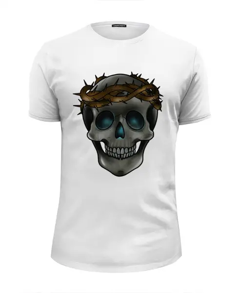 Заказать мужскую футболку в Москве. Футболка базовая skull in a crown of thorns от Даниил Шаповалов - готовые дизайны и нанесение принтов.