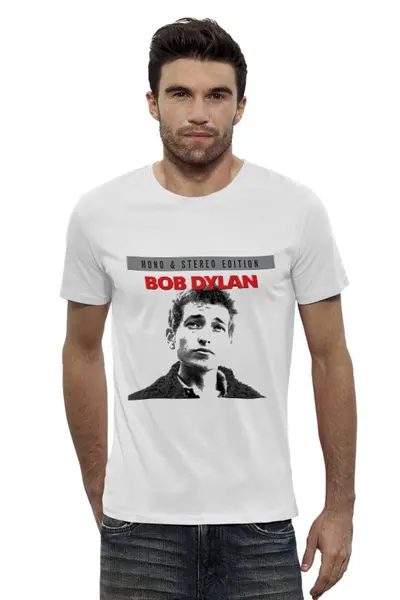 Заказать мужскую футболку в Москве. Футболка базовая Bob Dylan от Fedor - готовые дизайны и нанесение принтов.