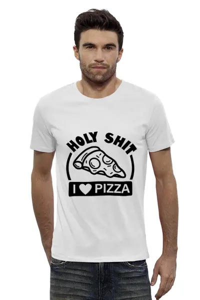 Заказать мужскую футболку в Москве. Футболка базовая Люблю Пиццу (Pizza) от originals - готовые дизайны и нанесение принтов.