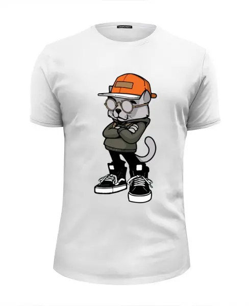 Заказать мужскую футболку в Москве. Футболка базовая Модный Кот от MariYang  - готовые дизайны и нанесение принтов.