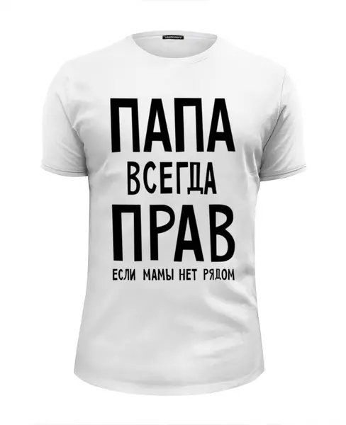 Заказать мужскую футболку в Москве. Футболка базовая Папа всегда прав от cherdantcev - готовые дизайны и нанесение принтов.