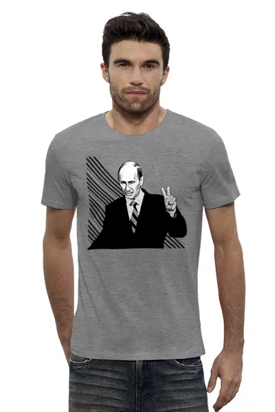 Заказать мужскую футболку в Москве. Футболка базовая V. Putin от ak-94 - готовые дизайны и нанесение принтов.