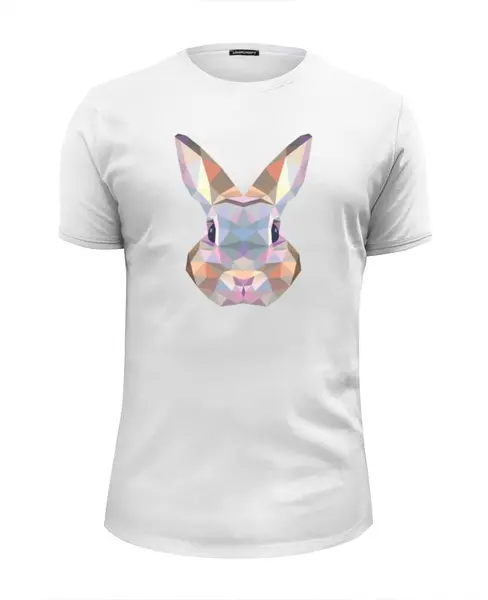 Заказать мужскую футболку в Москве. Футболка базовая Полигональный кролик от oldman - готовые дизайны и нанесение принтов.