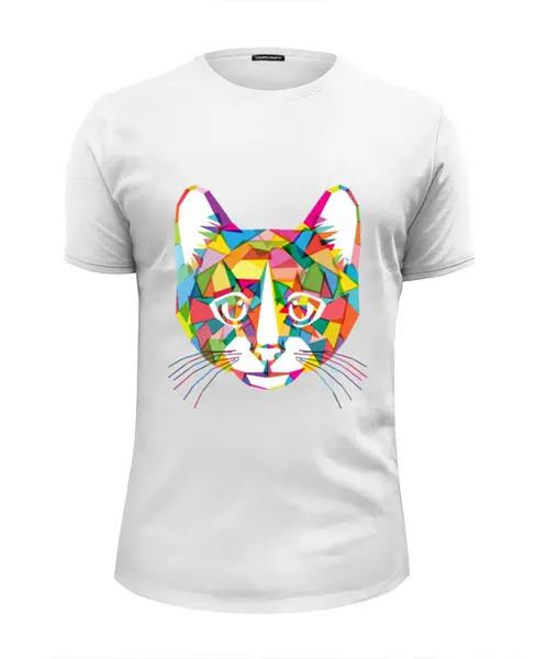 Заказать мужскую футболку в Москве. Футболка базовая Кот (Cat) от fanart - готовые дизайны и нанесение принтов.