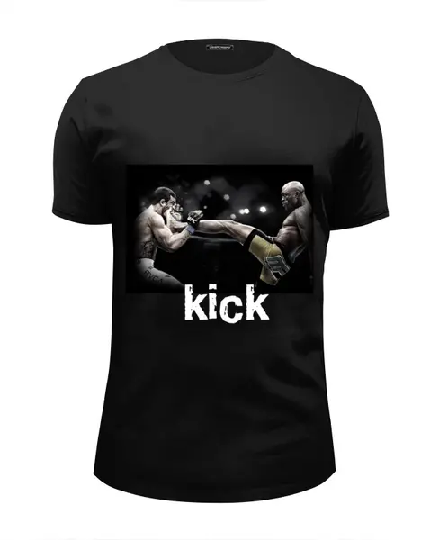 Заказать мужскую футболку в Москве. Футболка базовая kick boxing от seregin - готовые дизайны и нанесение принтов.