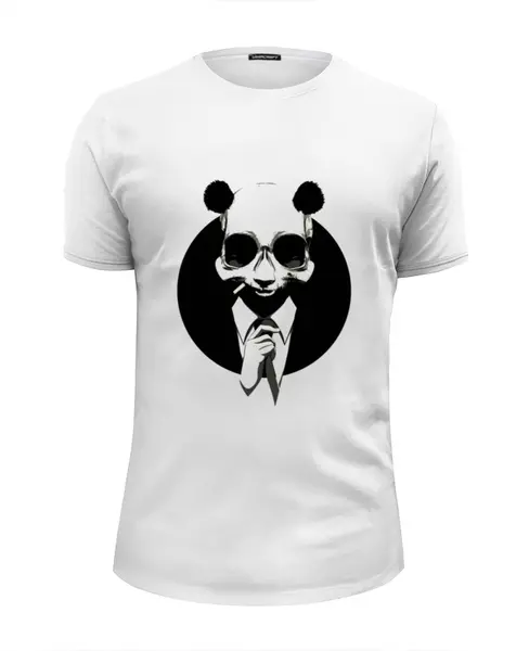 Заказать мужскую футболку в Москве. Футболка базовая Панда в костюме от YellowCloverShop - готовые дизайны и нанесение принтов.