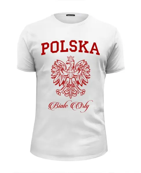 Заказать мужскую футболку в Москве. Футболка базовая Сборная Польши от geekbox - готовые дизайны и нанесение принтов.