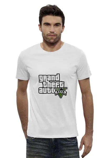 Заказать мужскую футболку в Москве. Футболка базовая Grand Theft Auto V от proFox - готовые дизайны и нанесение принтов.