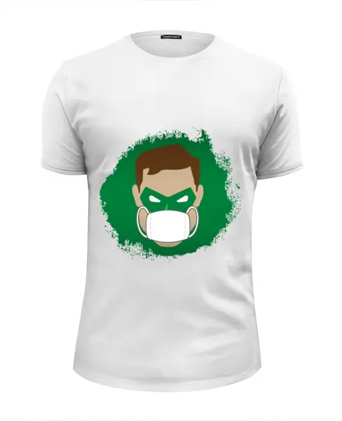 Заказать мужскую футболку в Москве. Футболка базовая Зеленый фонарь (Коллекция: Герои носят маски) от GeekFox  - готовые дизайны и нанесение принтов.