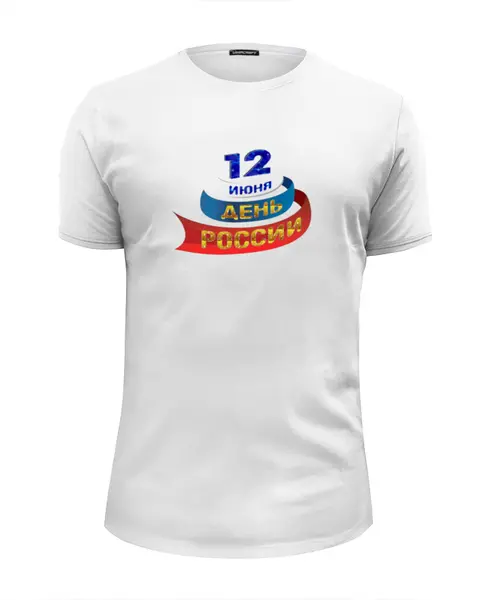 Заказать мужскую футболку в Москве. Футболка базовая 12 июня - День независимости Россия от se-060362 - готовые дизайны и нанесение принтов.